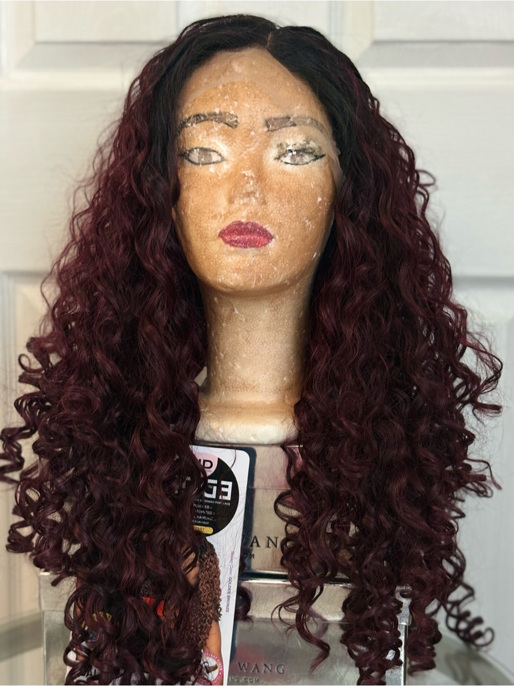 Deep Burgundy Curly Lace Front Wig-Edge